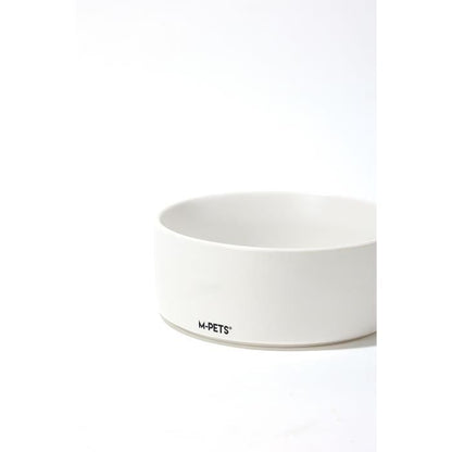 Ceramic bowls with bamboo stand 2x350 ml - Mpets - OPERA - White