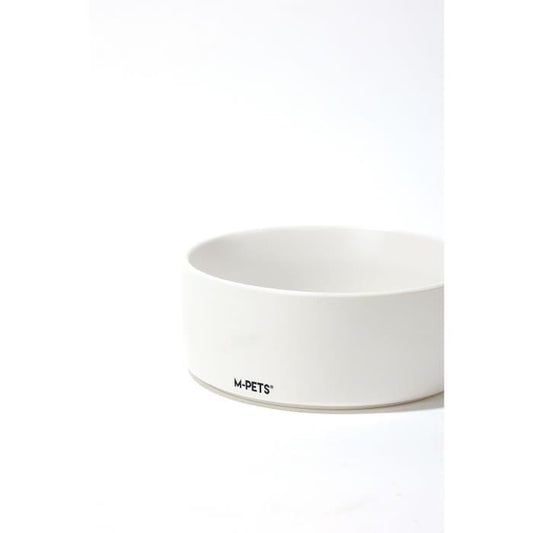 Ceramic bowls with bamboo stand 2x350 ml - Mpets - OPERA - White