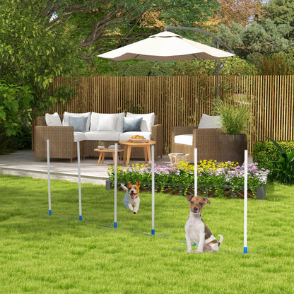 PawHut Agility Set Hunde 6-teiliges Agility-Ausrüstung för Hundetraining klappbar Steckhürdenset med 6 Slalomstangen Tragetasche Trainingszubehör Koordinationsträning Agilityset för Spiele Training