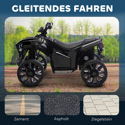 AIYAPLAY Kinder Quad Elektro 6V Kinderquad mit Vorwärts-, Rückwärtsfunktion, Musik, LED-Scheinwerfer Schwarz