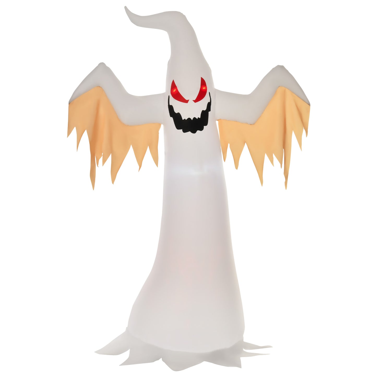 HOMCOM Halloween aufblasbares Gespenst 2,4 m Dekoration mit LEDs IP44 Selbstaufblasender Polyester Weiß + Rot 150 x 80 x 240 cm