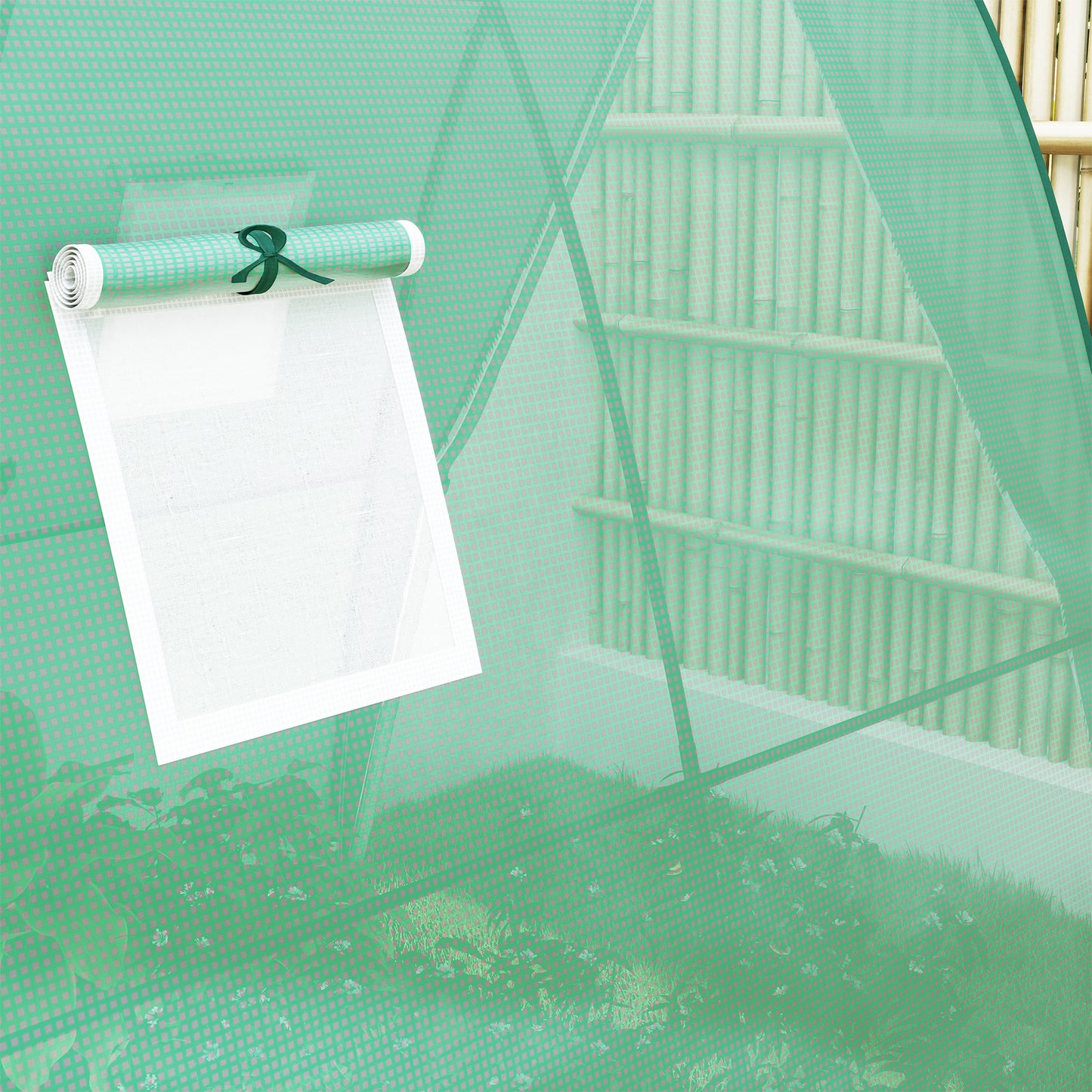 Outsunny Bogen-Gewächshaus mit Sandsäcken und Kunststoff-Abdeckung, 2 Rolltüren, Netzfenster, tragbar, 1,8 x 1,8 x 2 m, Grün