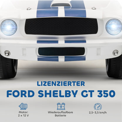 AIYAPLAY Kinder Elektroauto 12V Kinderauto mit 2,4 GHz Fernbedienung, 2 Motor Hupe, LED, Musik Weiß