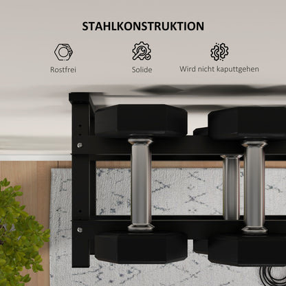 SPORTNOW Hantelständer, Hantelgestell, 2 Etagen, bis 70 kg, Stahl, 98x40x35 cm, Schwarz