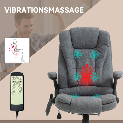 Vinsetto Bürostuhl Massagesessel mit Wärmefunktion, Ergonomischer Chefsessel, Höhenverstellbarer Drehstuhl, Gamingstuhl mit Massage, Dunkelgrau, 68 x 72 x 110–120 cm