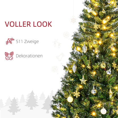 HOMCOM Weihnachtsbaum Christbaum künstlicher Weihnachtsbaum, inkl. Schmuck 95 cm x 95 cm x 150 cm, Grün