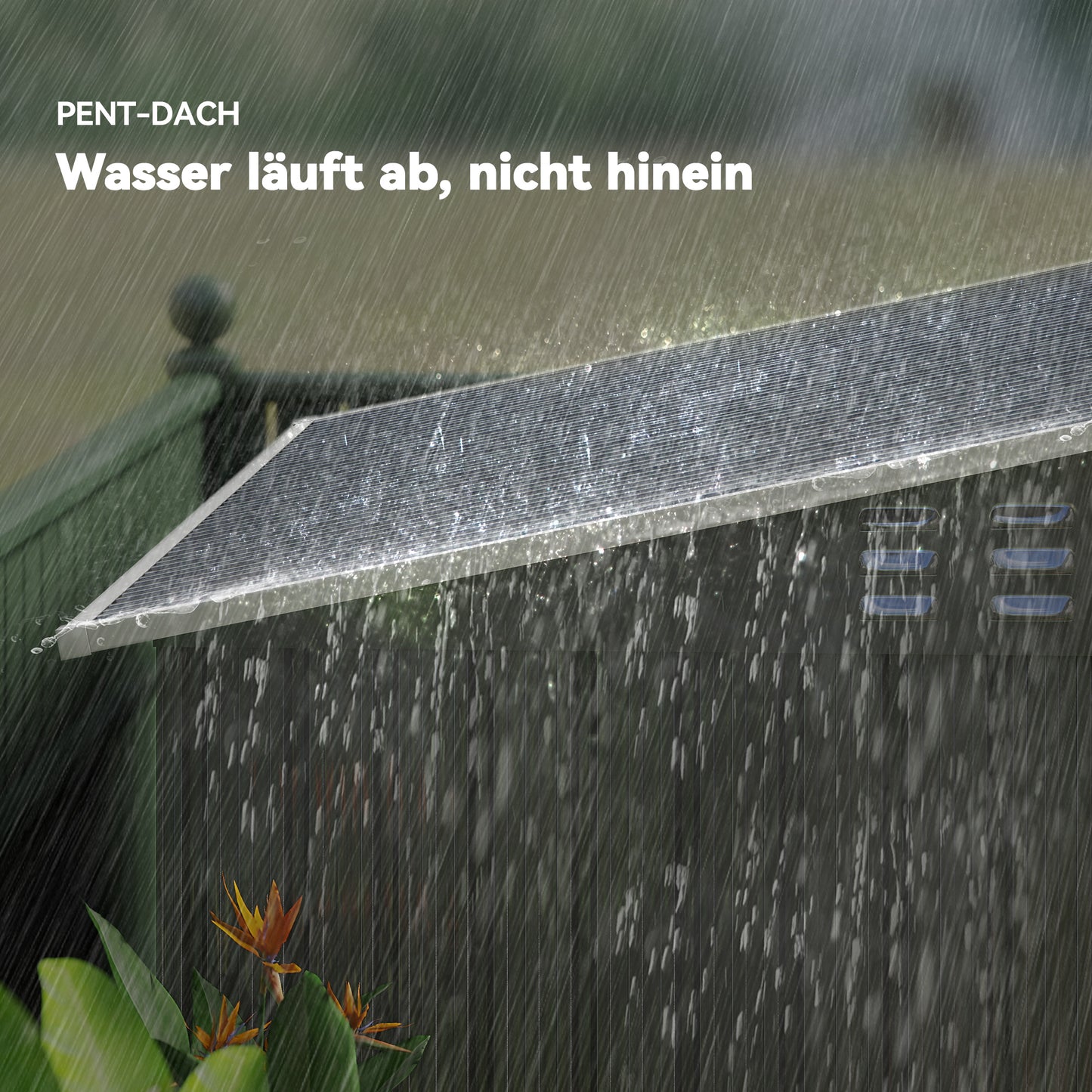 Outsunny Gartenschuppen, Geräteschuppen mit Fenstern, Lüftungsöffnungen, Schiebetür, wasserdichter Stahl, wetterfest, Dunkelgrau