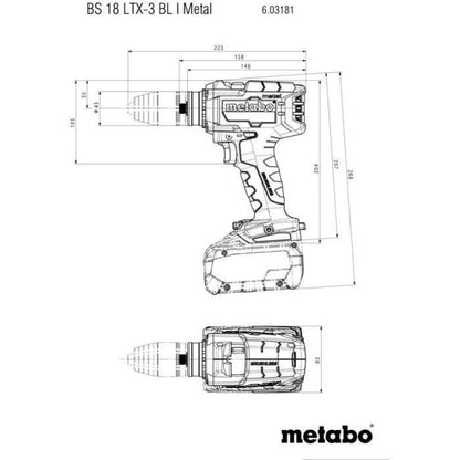 Cordless drill driver - METABO - BS 18 LTX-3 BL I - 18 V - MetaBOX 145 L