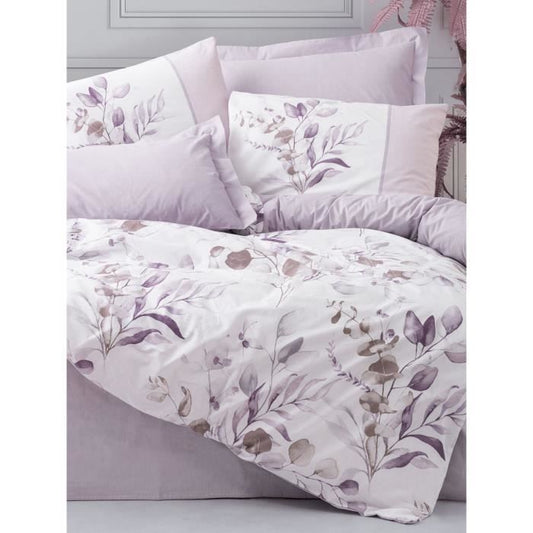 Bedding set - 1 duvet cover 220 x 240 cm + 2 pillowcases 60 x 60 cm - 100% cotton - Lilac