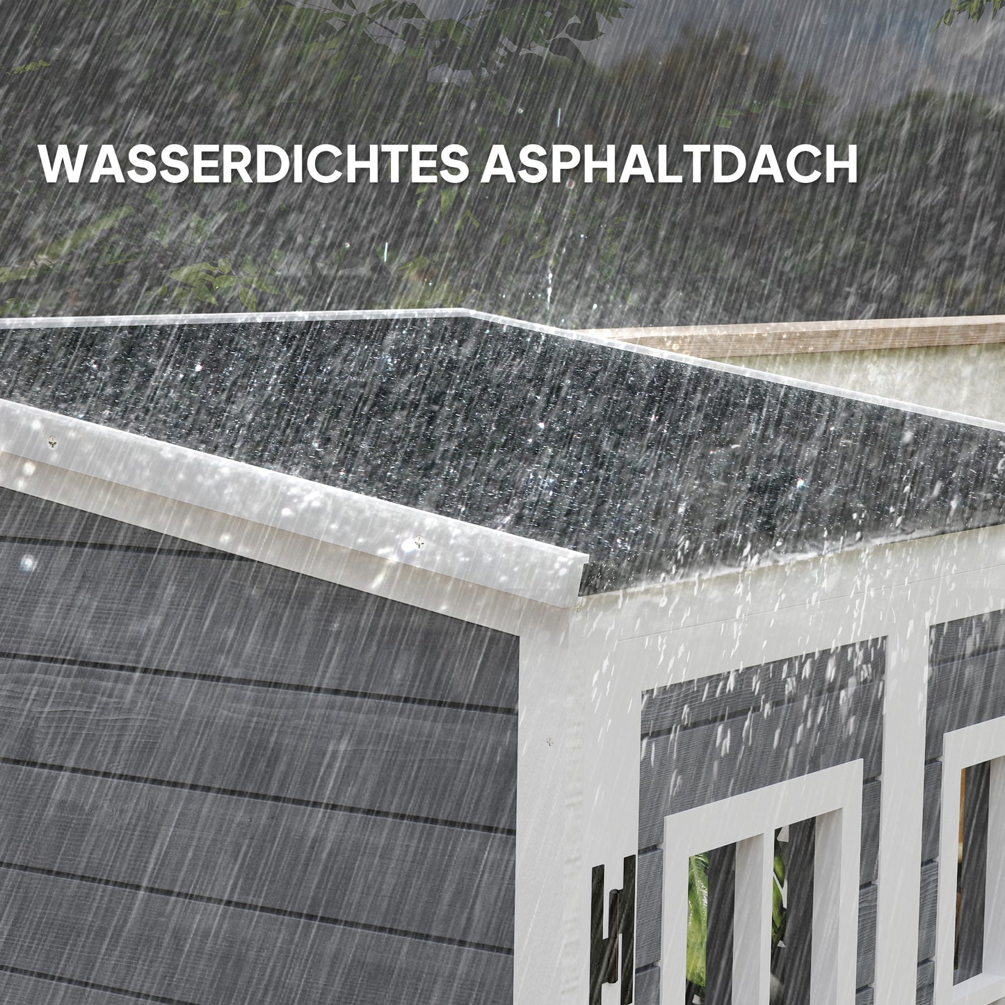 Outsunny Gartenlagerschuppen, Werkzeugschuppen mit 2 Fenstern, Bodenpfähle, Asphalt-Dach, 91 x 69 x 192 cm, Tannenholz, Hellgrau