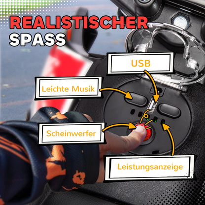 AIYAPLAY 12V Kinder-Motorrad mit Stützrädern, LED-Lichtern, Musik, USB, Elektro-Motorrad für Jungen und Mädchen, Weiß