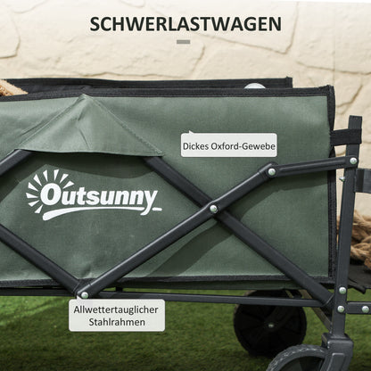 Outsunny Gartenwagen 120 kg belastbar, klappbar Transportwagen mit herausnehmbare Plane, Griff, Rädern 95 Liter Grün