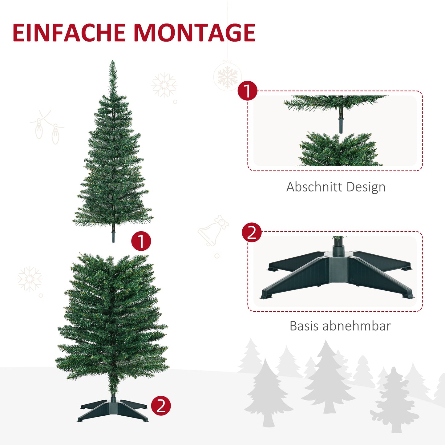 HOMCOM Weihnachtsbaum künstliche Künstliche Tanne Christbaum, inkl Ständer Weihnachtsstern 1,5 m, Grün