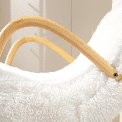 HOMCOM Schaukelstuhl, verstellbare Kopfstütze, weiche Polsterung, 58x114x109 cm, Weiß