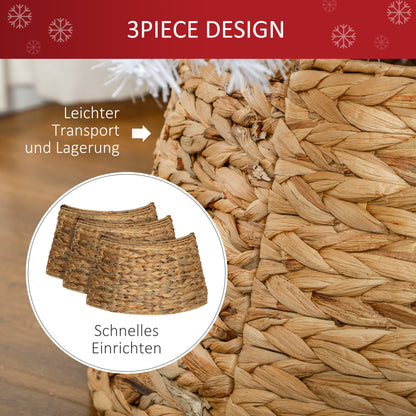 HOMCOM Ständerverkleidung für Weihnachtsbaum, rustikal, Flechtmuster, Wasserhyazinthe, Metallverstärkung