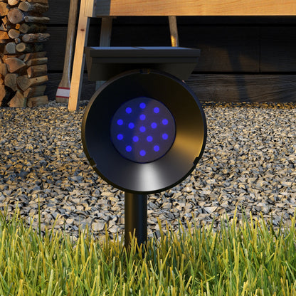 Outsunny Solarleuchten, 2 Stück Solarlampen, Solar Gartenleuchte mit 2 Lichtfarben, Boden-/Wandmontage, IP54 Wasserdicht für Balkon, Terrasse, Schwarz