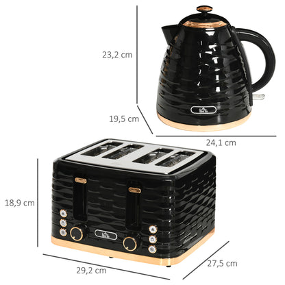 HOMCOM 2-in-1 Toaster und Wasserkocher Set, 7 Bräunungsstufen, Auftau- und Aufwärmfunktion, Grau
