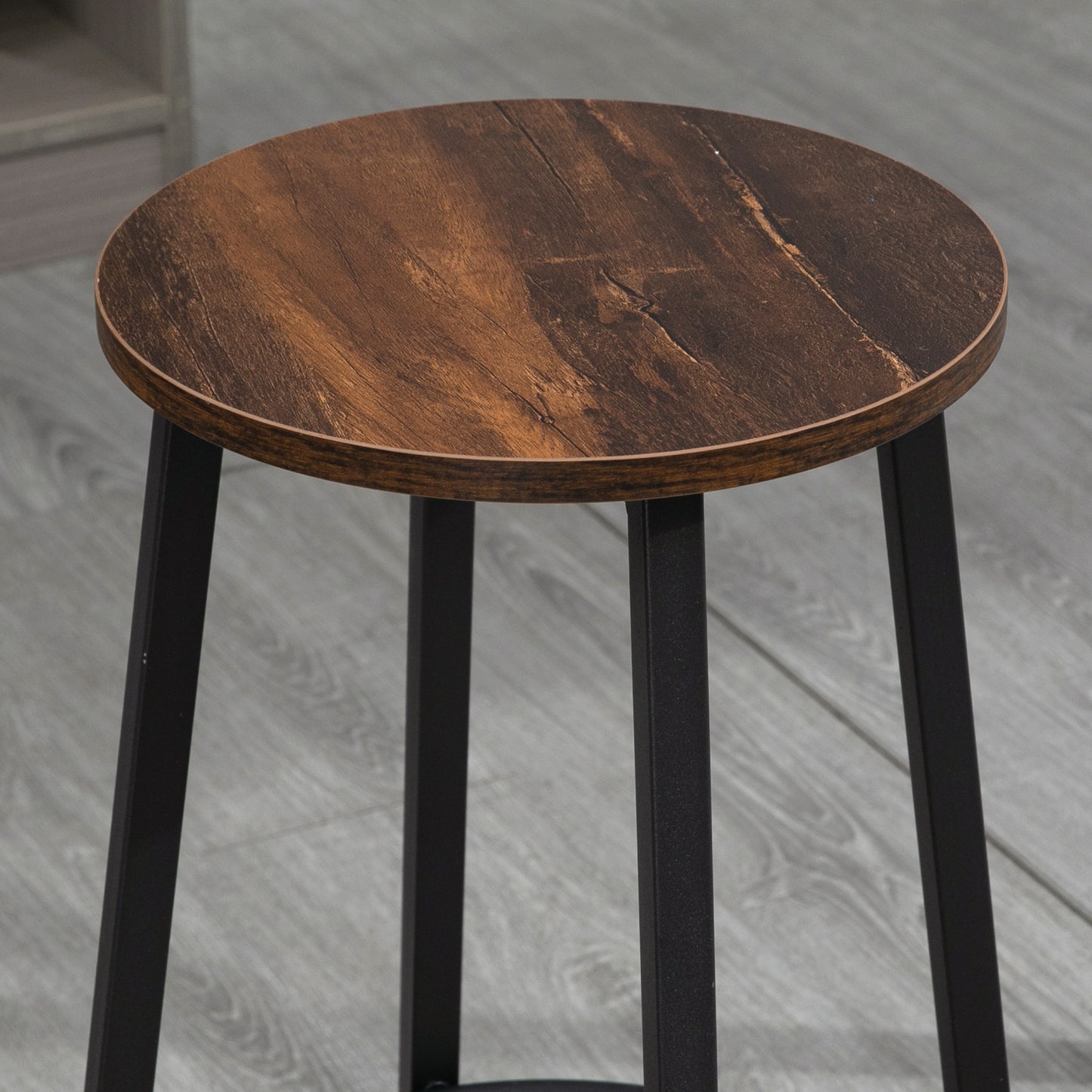 HOMCOM Barhocker-Set aus 2 Barstühlen im Industrial Design, Metallrahmen, Fußstütze, 42 x 42 x 65 cm