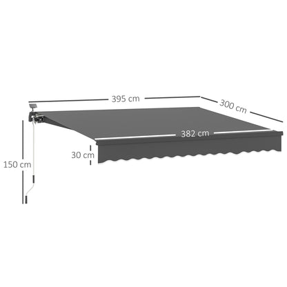 Outsunny Klemmmarkise mit Handkurbel Solar-Lichte Gelenkarmmarkise Markise Sonnenschutz UV 50+ 400 cm breit Grau