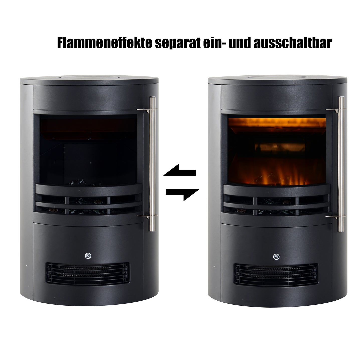 HOMCOM Elektrokamin mit Heizung, elektrischer Kamin mit LED Flammeneffekt, 900/2000W Dekokamin, elektrisch Kaminfeuer Kaminofen, Schwarz
