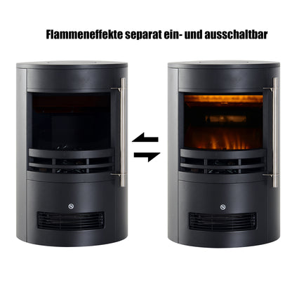 HOMCOM Elektrokamin mit Heizung, elektrischer Kamin mit LED Flammeneffekt, 900/2000W Dekokamin, elektrisch Kaminfeuer Kaminofen, Schwarz