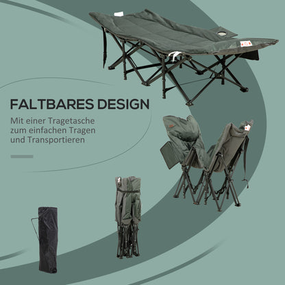 Outsunny Sonnenliege, klappbar, neigbare Rückenlehne, mit Becherhalter, bis 120 kg, 68 x 186 x 48 cm, Grau