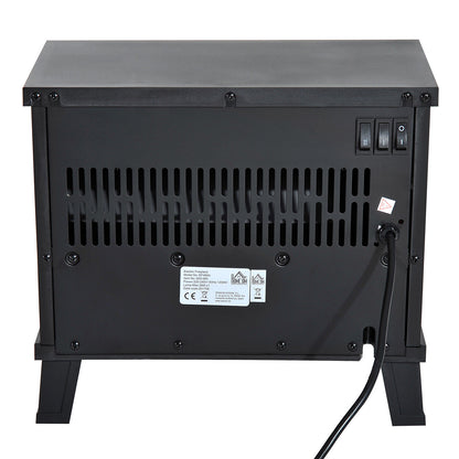HOMCOM Elektrokamin Elektrischer Kamin Kaminofen Standkamin mit Flammeneffekt 600/1200W, Metall, Schwarz, 34x17x31 cm
