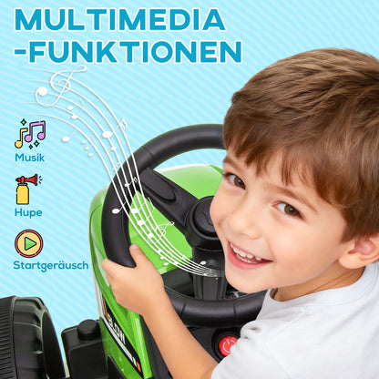 HOMCOM Elektrischen Kinderauto, Kinder-Traktor, inkl. Eltern-Fernbedienung, max. Geschwindigkeit von 6 km/h;, Grün + Schwarz