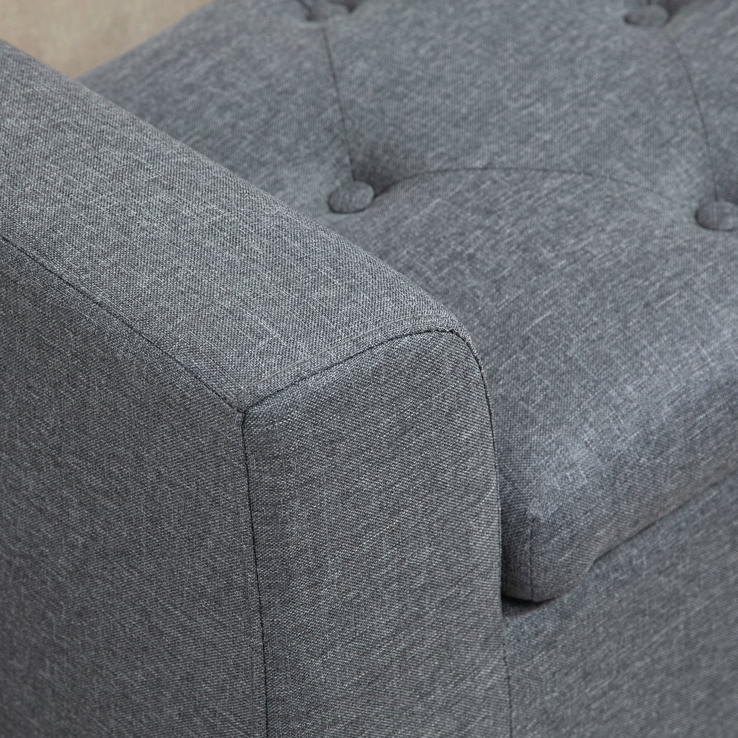 HOMCOM Sitzbank mit Stauraum, Polsterbank, belastbar bis 130 kg, Leinenoptik, Kautschukholz, 116 x 44 x 58 cm, Hellgrau