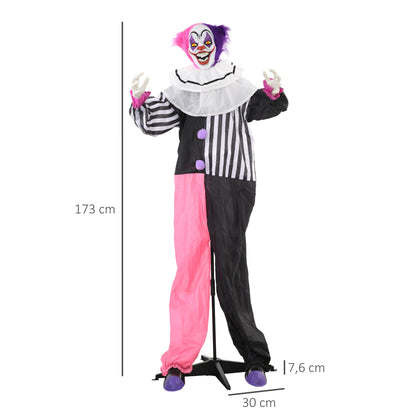 HOMCOM Grusel-Clown Halloween-Dekoration, beweglich, Lach-Funktion, Pink+Lila