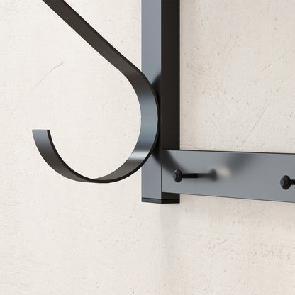 HOMCOM Wandmontierter Kleiderständer, Kleiderhaken, 5 Haken, oberes Fach, vielseitig, Grau