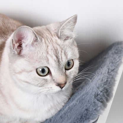 PawHut Katzenliege Katzen Wandliege Katzenbett Katzenregal Wandmontage Plüschauflage Grau 41 x 28 x 21 cm