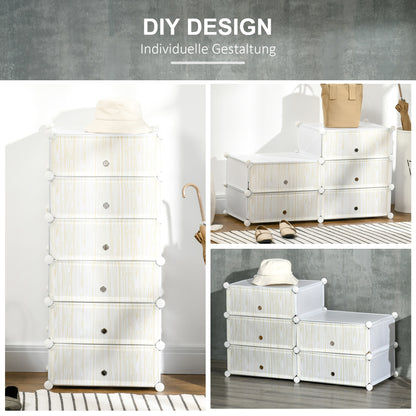 HOMCOM Modulares Regalsystem für 12 Paar Schuhe, 49 cm x 36,5 cm x 108 cm, Weiß