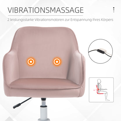 Vinsetto Massage Schreibtischstuhl 78-86 cm höhenverstellbarer Bürostuhll Drehstuhl Computerstuhl mit USB-Schrittstelle Arbeitsstuhl mit Vibrationsfunktion Lendenkissen Massagefunktion Rosa