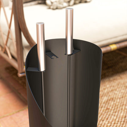 Outsunny Kaminbesteck Set 4-teilig Kaminzubehör mit Besen, Schaufel, Schürhaken und Korb, Kamingarnitur, Metall, Schwarz