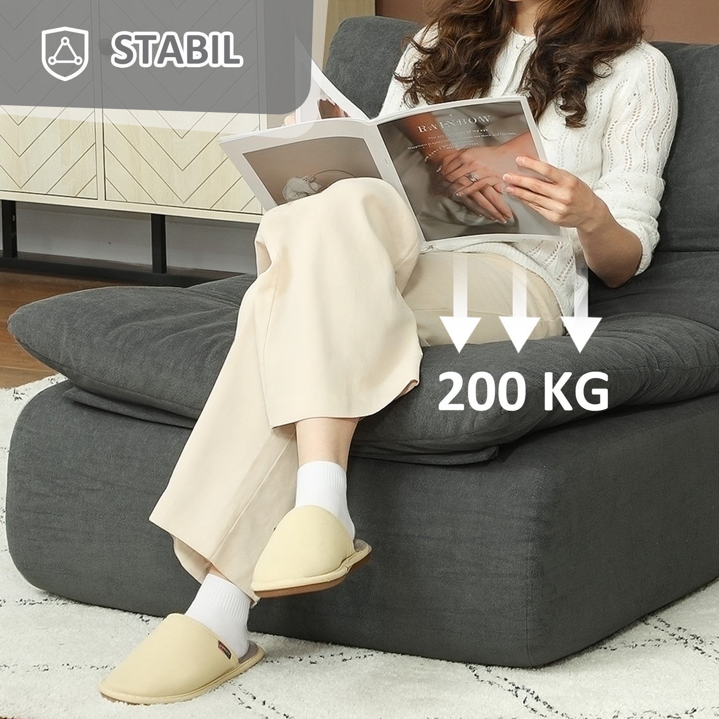 HOMCOM Schaumstoff-Bodensessel, Liegesessel, Lounge-Sessel für Wohnzimmer, Schlafzimmer, Grau