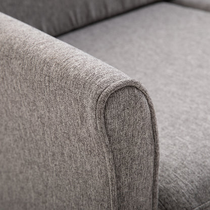 HOMCOM® Zweisitzer Sofa | Abnehmbare Kissen | Leinen, Schaumstoff, Kautschukholz | Hellgrau | 141 x 70 x 78 cm