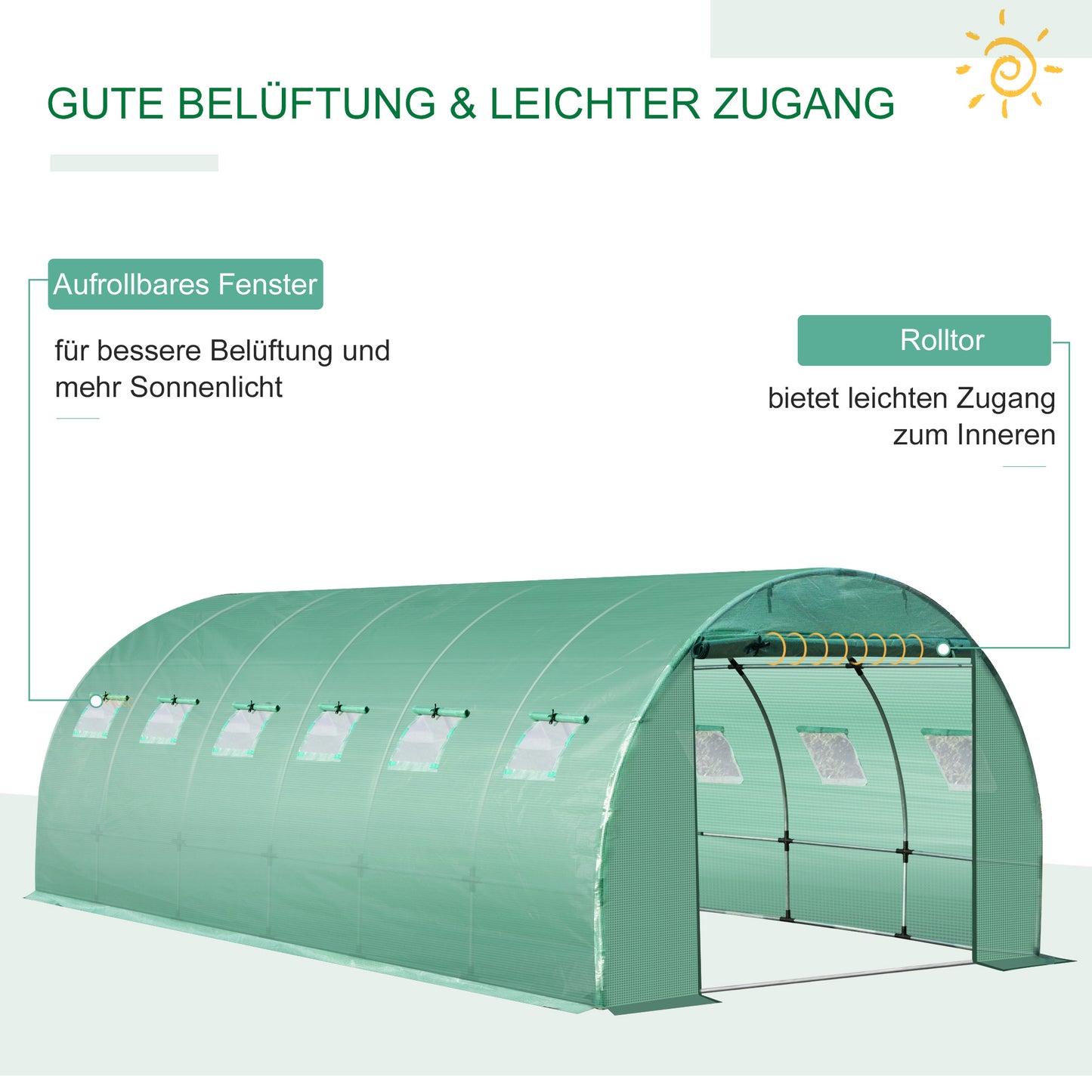 Outsunny Gewächshausfolie 6x3x2m, wasserdicht Gartenfolie mit UV Schutz, Folie aus PE, Abdeckplane für Gartenarbeit Treibhaus Folientunnel, Tunnelfolie für Außenbereich, Pflanzen, Grün
