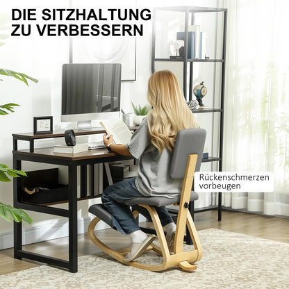 HOMCOM Ergonomischer Kniestuhl, Kniehocker Gesundheitsstuhl für Zuhause, Büro, Meditation Grau