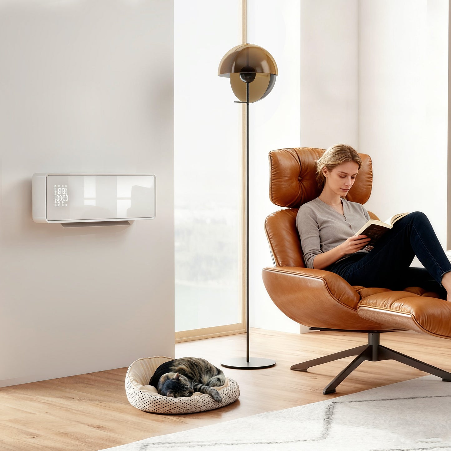 HOMCOM Wandmontierter 2000W Keramik Elektroheizer, Ventilator, Thermostat, Timer, Fernbedienung, Glaspaneel, Weiß