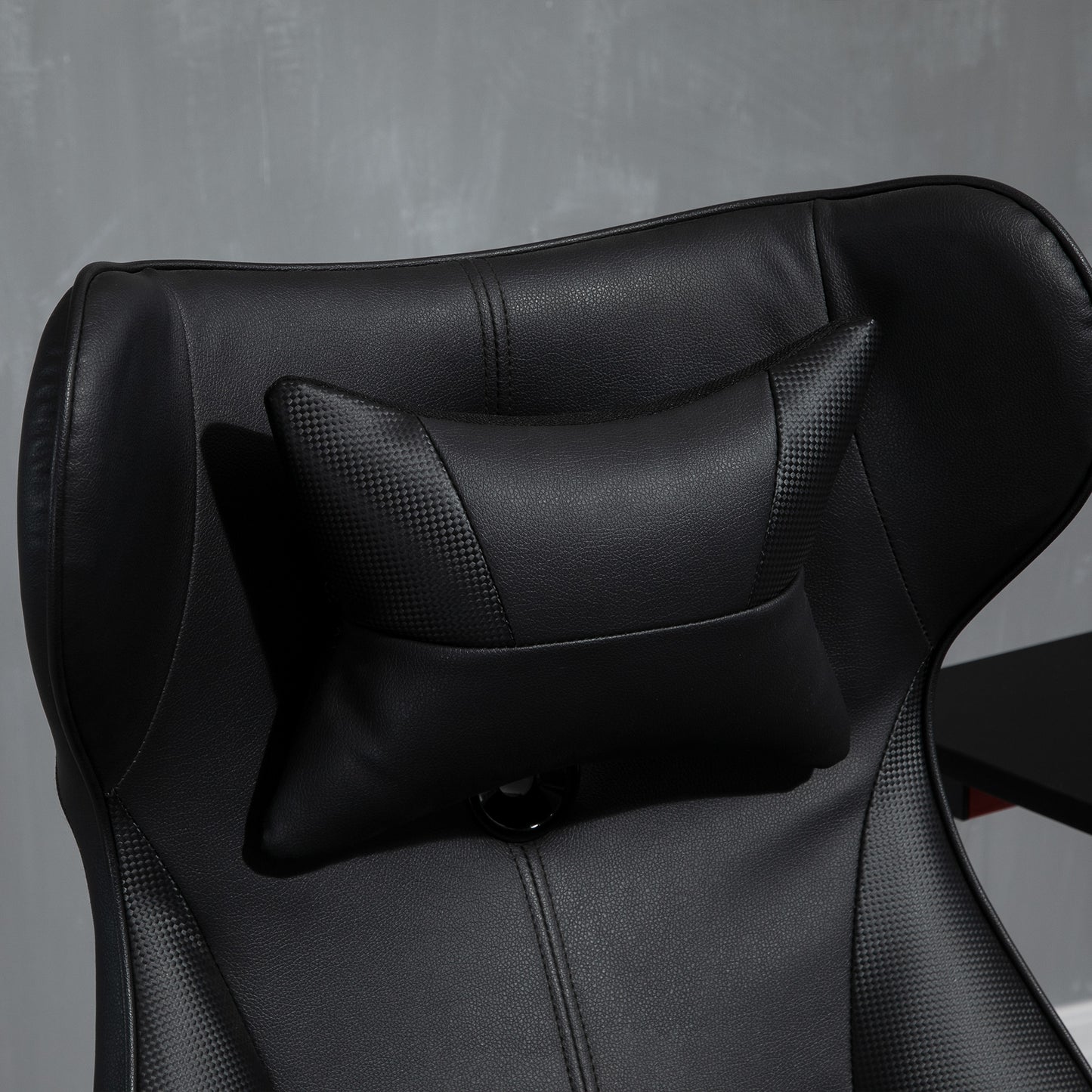 Vinsetto Gaming-Stuhl, Wippfunktion, Lendenkissen, höhenverstellbar, Kunstleder, 67x71x112 cm, Schwarz