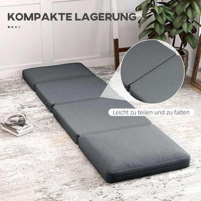 HOMCOM Faltbarer Bodensessel mit Kissen, wandelbares Polstersofa, Wohnzimmer, Gästezimmer, Büro, 75 x 268 x 18 cm, Dunkelgrau