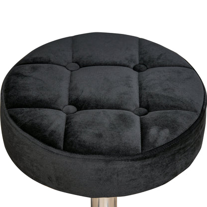 HOMCOM Salonhocker, höhenverstellbar, Bezug in Samtoptik, Ø35 x 49-61 cm, Schwarz