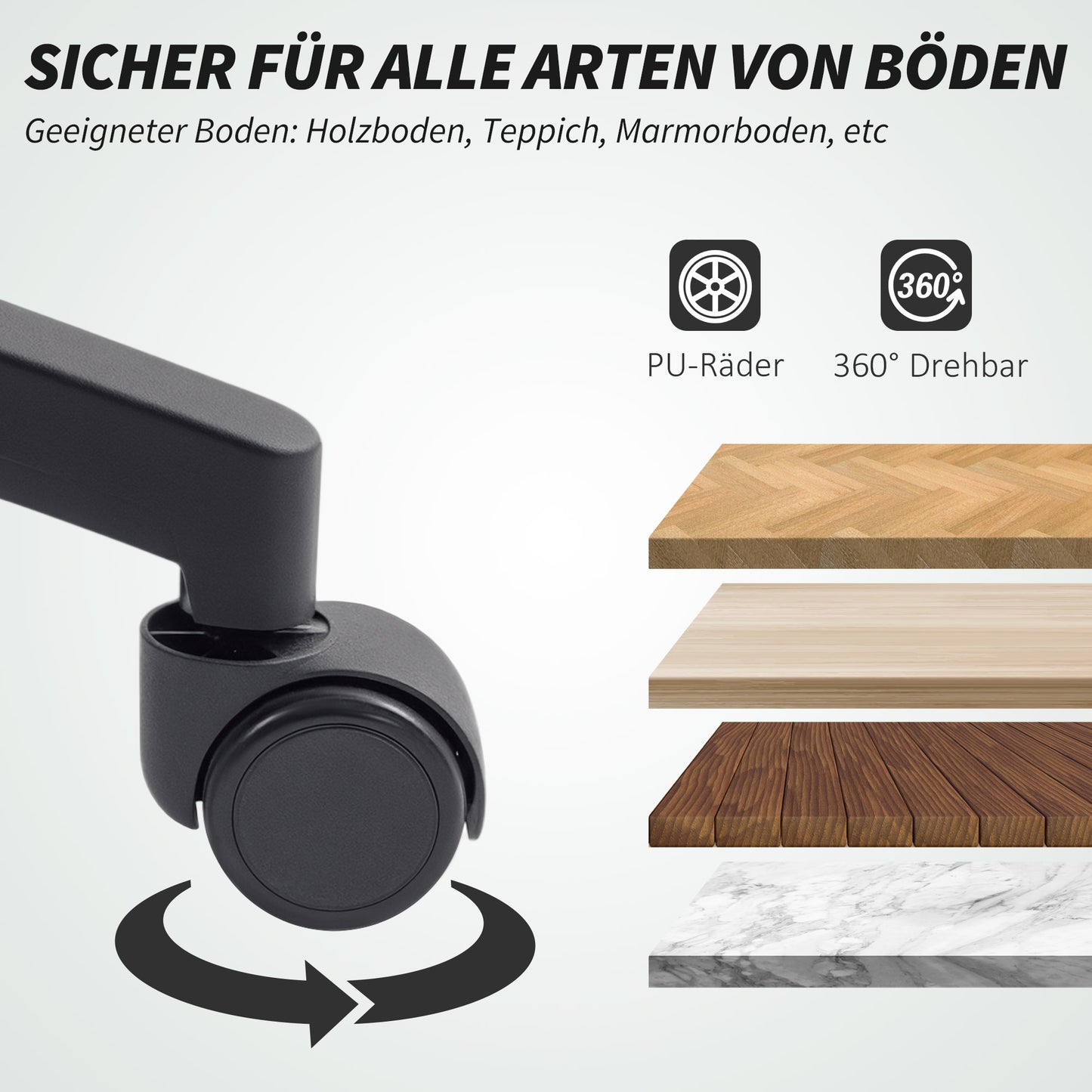 HOMCOM Netz-Bürostuhl, verstellbarer Schreibtischstuhl mit Netzstoff-Rückenlehne, rollbar, mit Kippfunktion, Schwarz