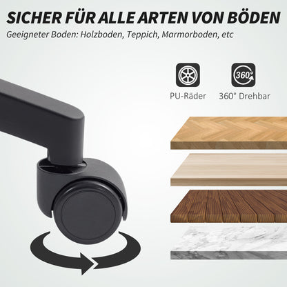 HOMCOM Netz-Bürostuhl, verstellbarer Schreibtischstuhl mit Netzstoff-Rückenlehne, rollbar, mit Kippfunktion, Schwarz