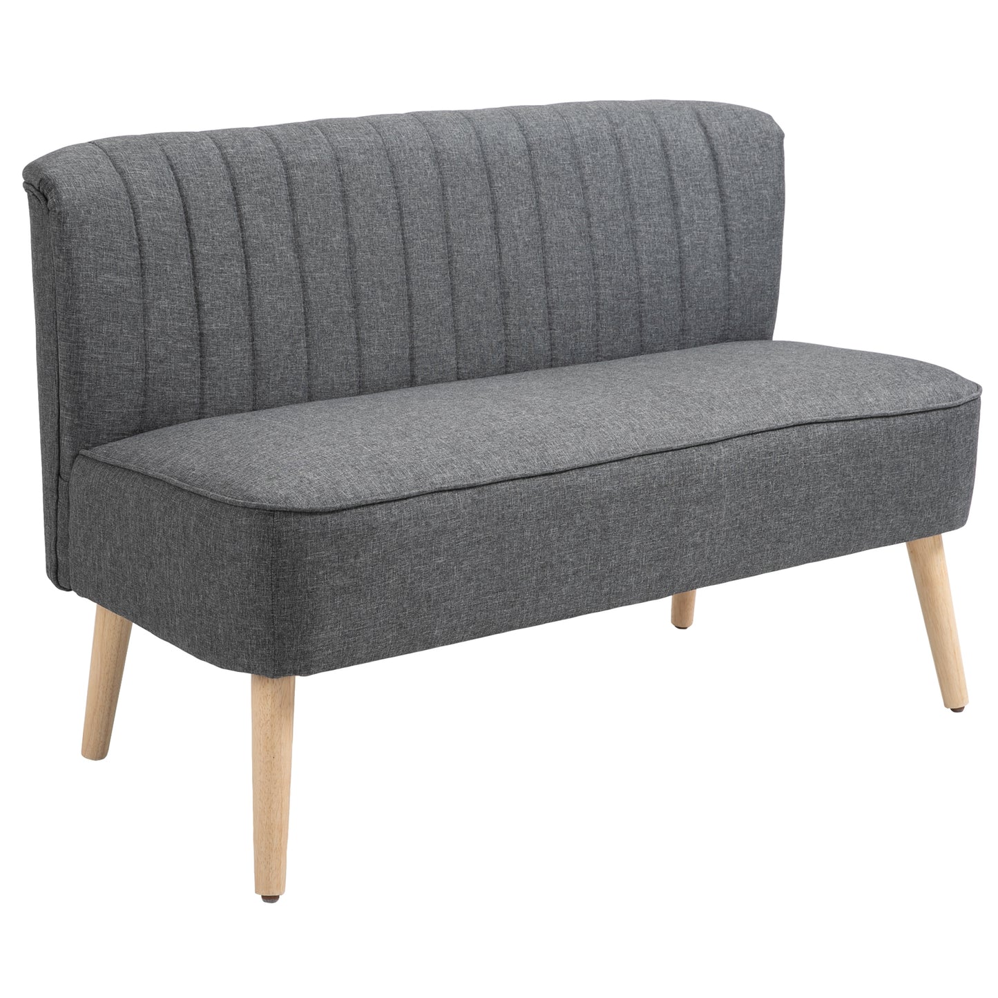 HOMCOM 2-Sitzer Sofa, weiche Polsterung, pflegeleichter Bezug, bis 150 kg, 117 x 56,5 x 77 cm, Dunkelgrau