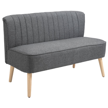 HOMCOM 2-Sitzer Sofa, weiche Polsterung, pflegeleichter Bezug, bis 150 kg, 117 x 56,5 x 77 cm, Dunkelgrau