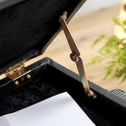 HOMCOM Klavierbank mit versteckten Stauraum, Sitzhocker, höhenverstellbar, Kunstleder, Schwarz