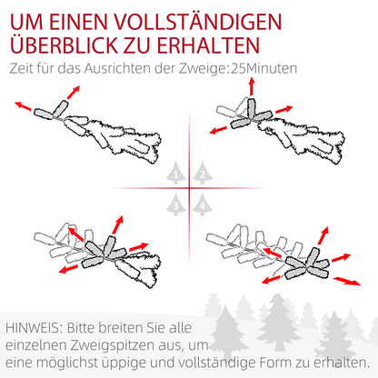 HOMCOM Künstlicher Weihnachtsbaum, schlanke Form, Kunstschnee, dreiteilig, flammhemmend, Metallfuß, 183 cm, Grün