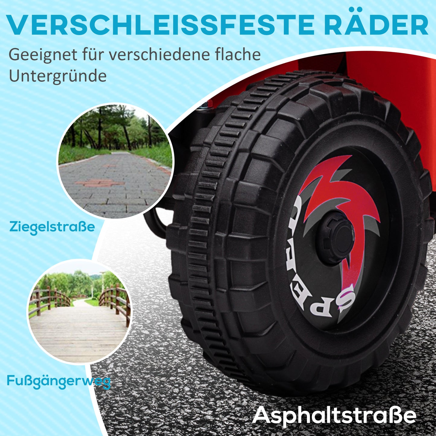HOMCOM Elektro-Kinderquad mit Anhänger, 2,5 km/h, 50 Minuten Fahrtzeit, für 1,5 bis 3 Jahre, bis 25 kg, Rot